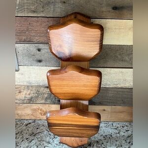 Vintage solid wood 3 slot wall mail holder